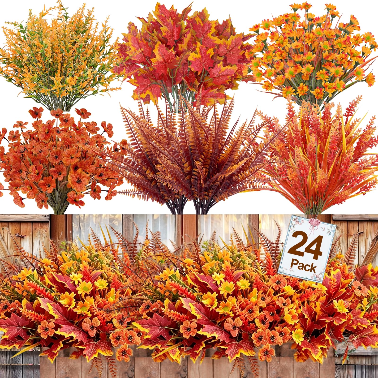 Photo 1 of TURNMEON 24 Bundles Artificial Fall Flowers
