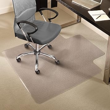 Staples Office Chair Mat, Clear Floor Mats with Lip, Medium-Pile Carpets, Extended Under-Desk Coverage, 45 x 53'' Inch, Smooth Glide