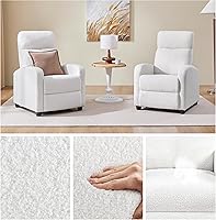 Vista 8 de Yaheetech Silla Reclinable Boucle Sofá Individual Asiento de Cine en Casa Ajustable Silla Reclinable Individual Moderna para Sala de Estar Blanco