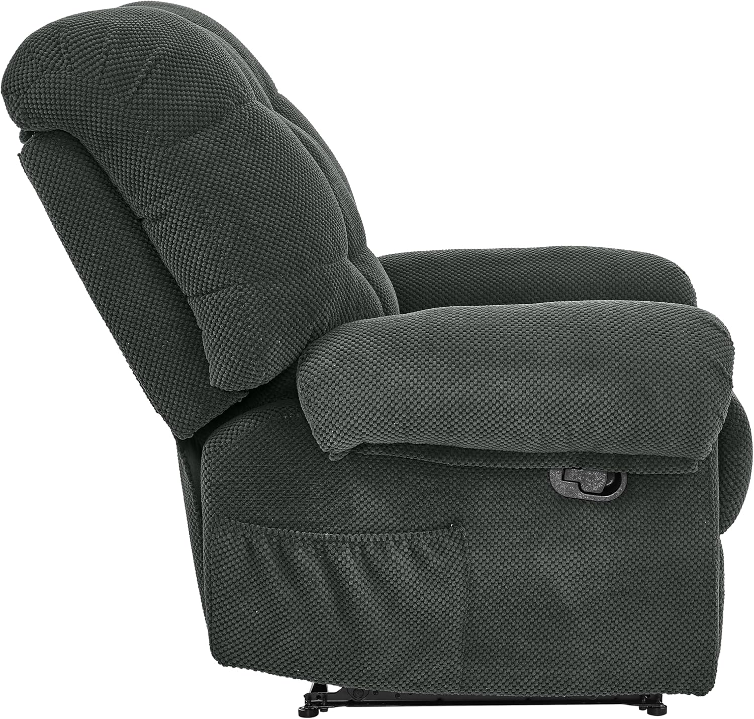 Manual Reclining Chair Comfy Flannel Upholstered Tufted Recliner Chair Ergonomic Reading Armchair with Side Storage Pocket for Living Room Bedroom Home Theater Seating