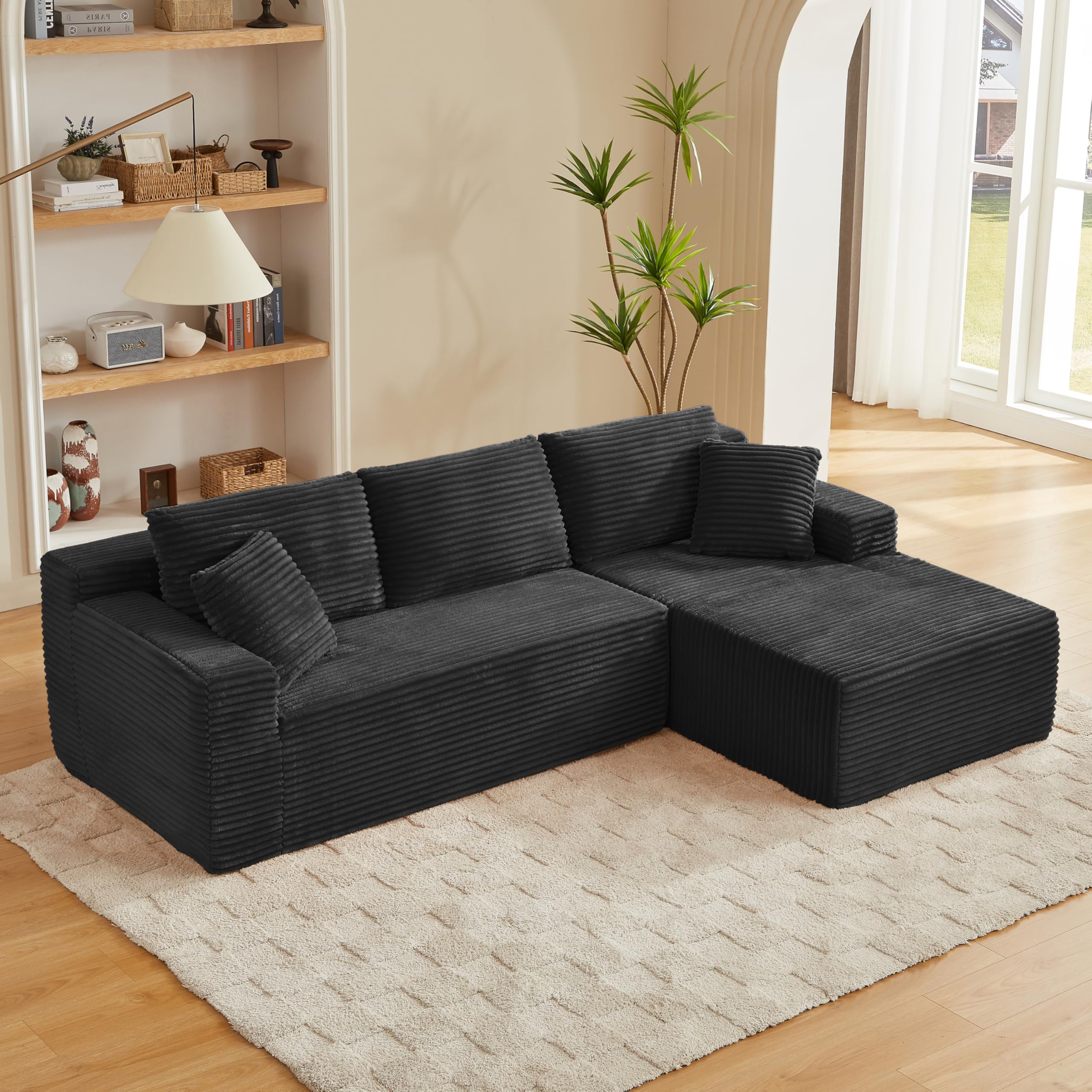 Sapgaks Sofá de esquina convertible de 3 plazas, sofá convertible, sofá de 3 plazas, sofá modular comprimido, sofá de salón, con chaise longue en forma de L, combinación libre