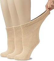 Vista 39 de Hugh Ugoli Calcetines tobilleros de algodón para mujer para diabéticos, anchos, sueltos, elásticos, puntera sin costuras, semiacolchado superior sin