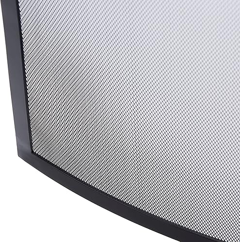 Miniatura 7 de UniFlame, S-1042, pantalla negra curvada de la chimenea del hierro forjado del solo panel