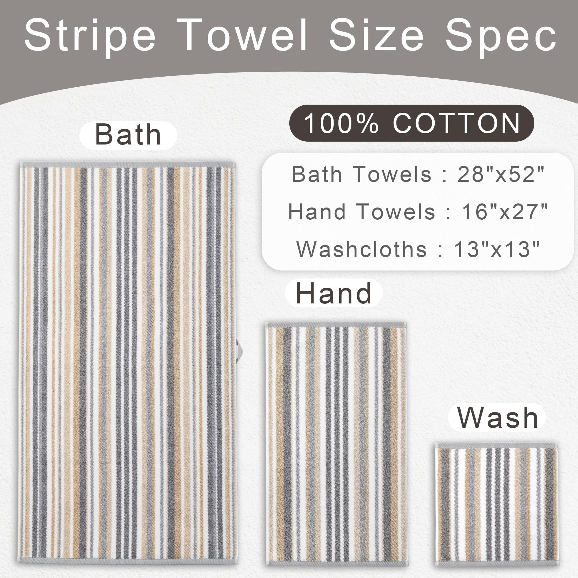 VOOVA & MOVAS Hand Towels 4 Pack, 100% Cotton, 16x27 in, Tan Gray Beige — product photo