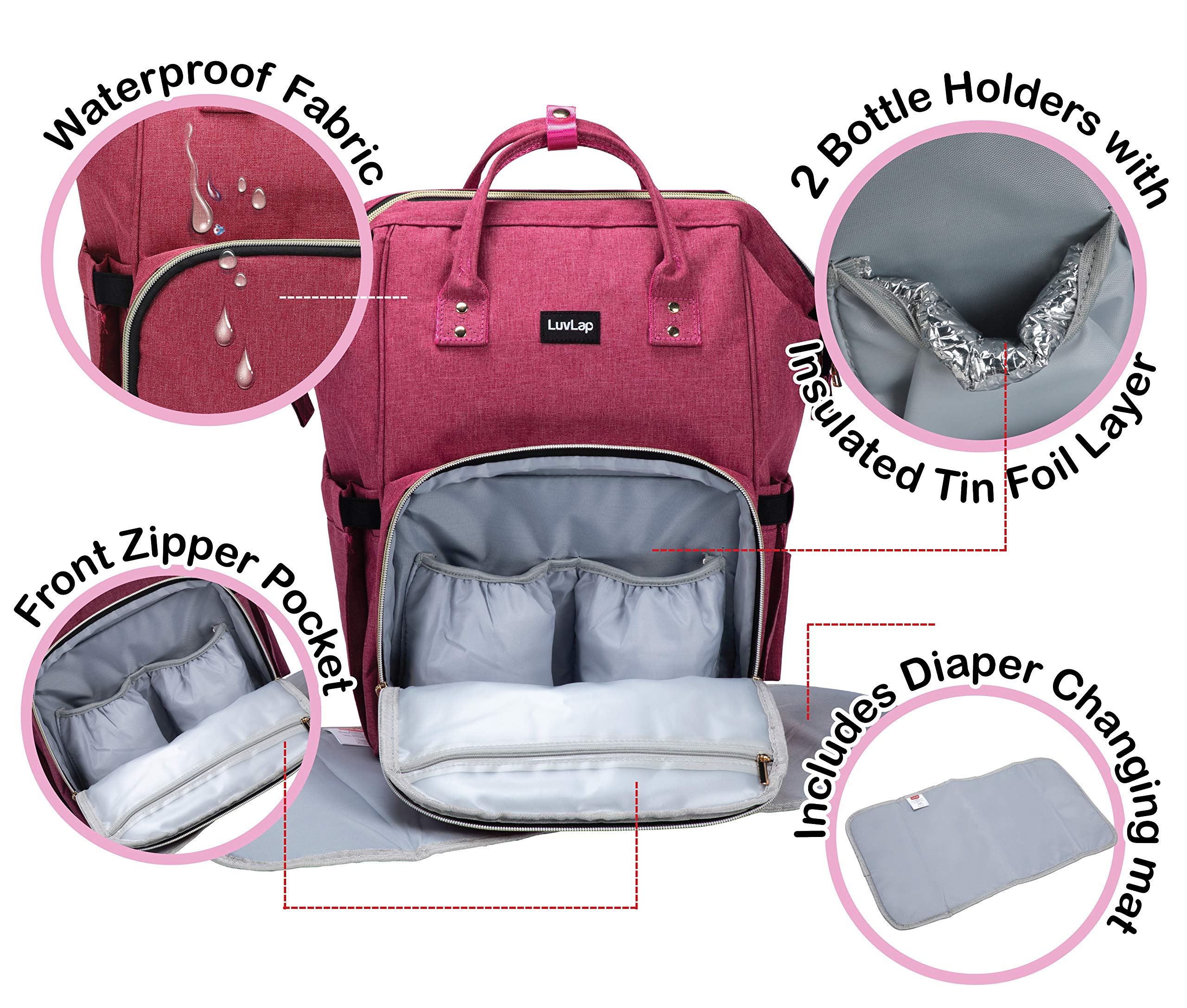 LuvLap Lily Travel Multifunktionale wasserdichte Wickeltasche Rucksack Cum Tote Bag