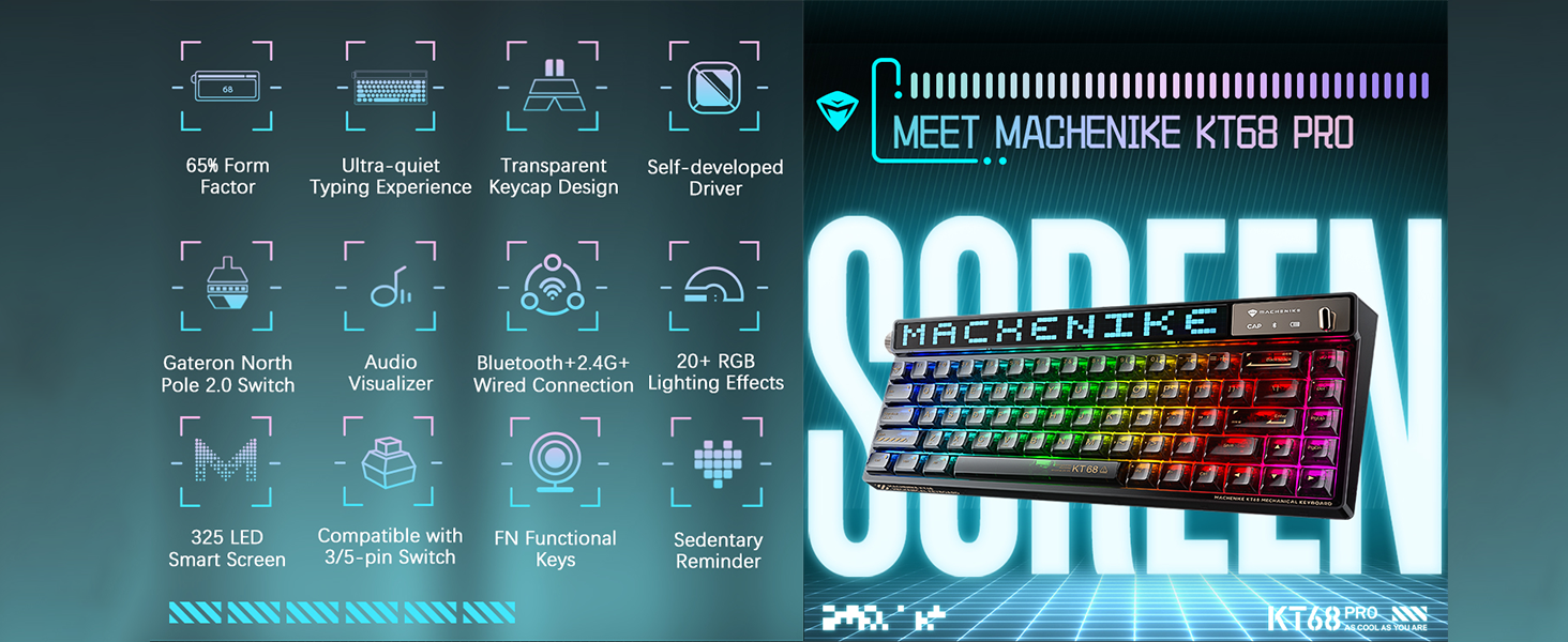 Amazon.com: Machenike KT68 Pro 65% RGB Wireless Compact Mechanical