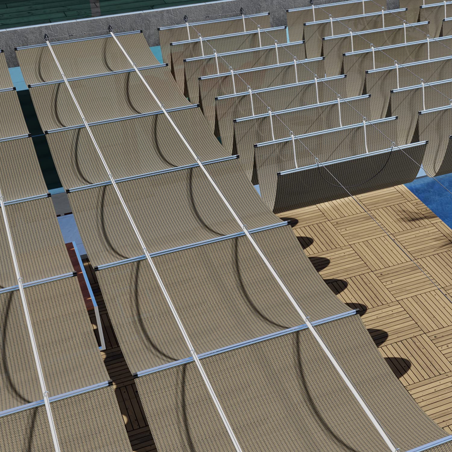 COARBOR 4'Wx8'L Pergola Shade Cover Retractable Shade Awning Slide Flexible Canopy for Patio Deck Porch Hang Down U Shape Wave Shade Cover Wire Cable Hardware Included Brown