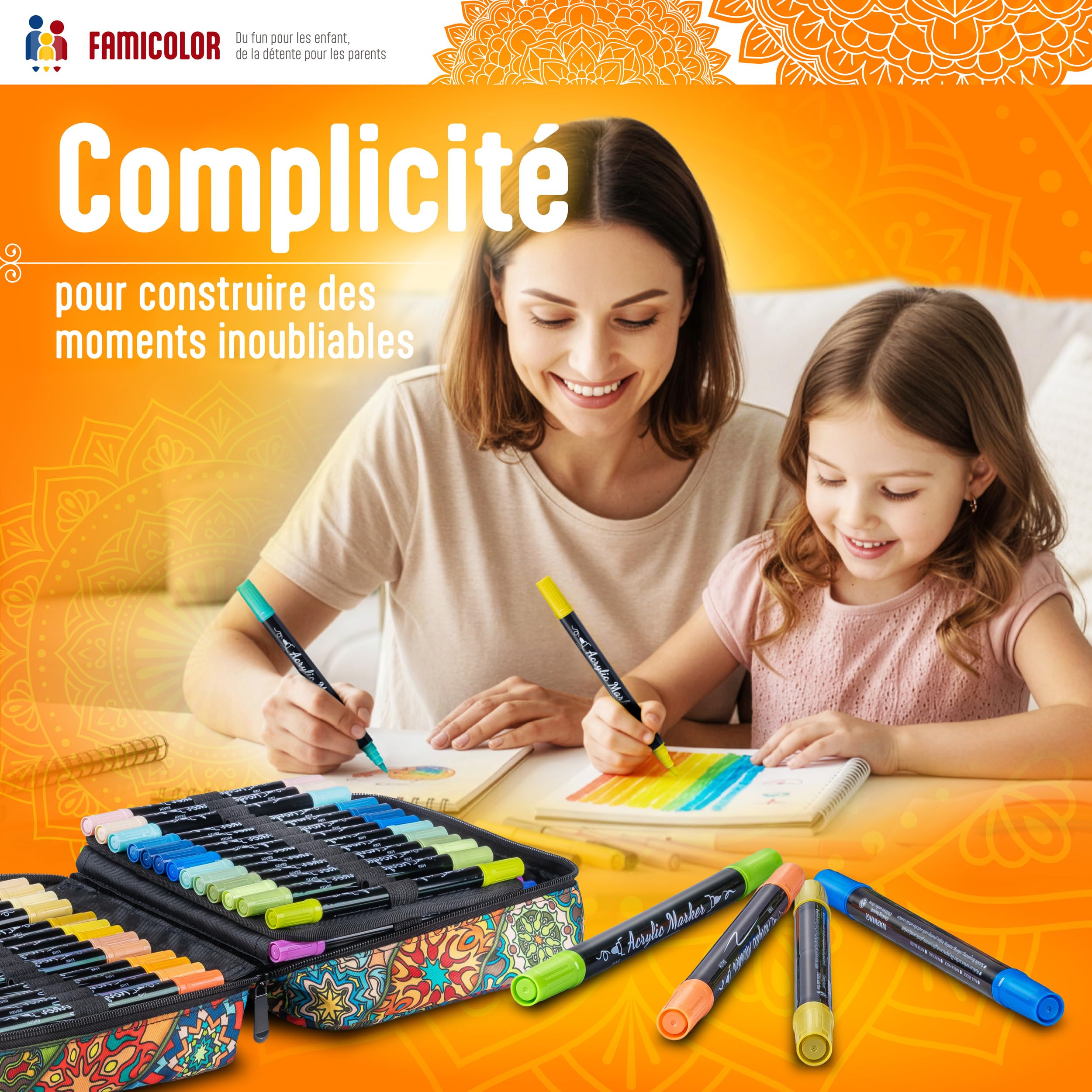 120 Feutres Acryliques | E-Book Offert | Double mine - Nuancier Inclus - Multi-surface, Séchage Rapide - Coloriage, Mandala anti stress​, Facile à Transporter, Acrylic Paint Marker