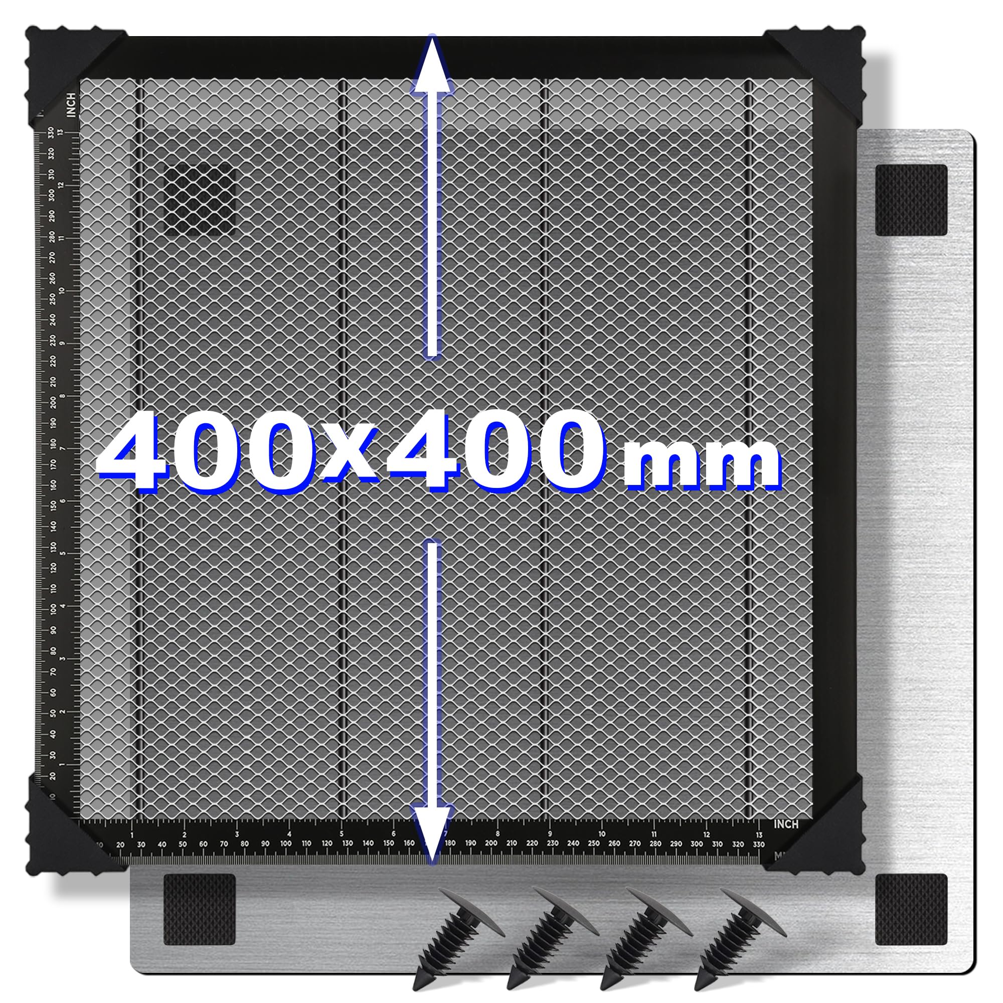 Oversevenls Tavolo da lavoro laser a nido d'ape, 400 x 400 x 22 mm, con piastra in alluminio, compatibile con diverse macchine per incisione