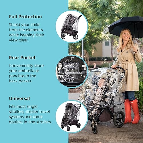 Miniatura 3 de J.L. Childress Funda de lluvia para cochecito - Poncho universal para cochecito - Accesorio para cochecito - Protector de clima ventilado para bebé