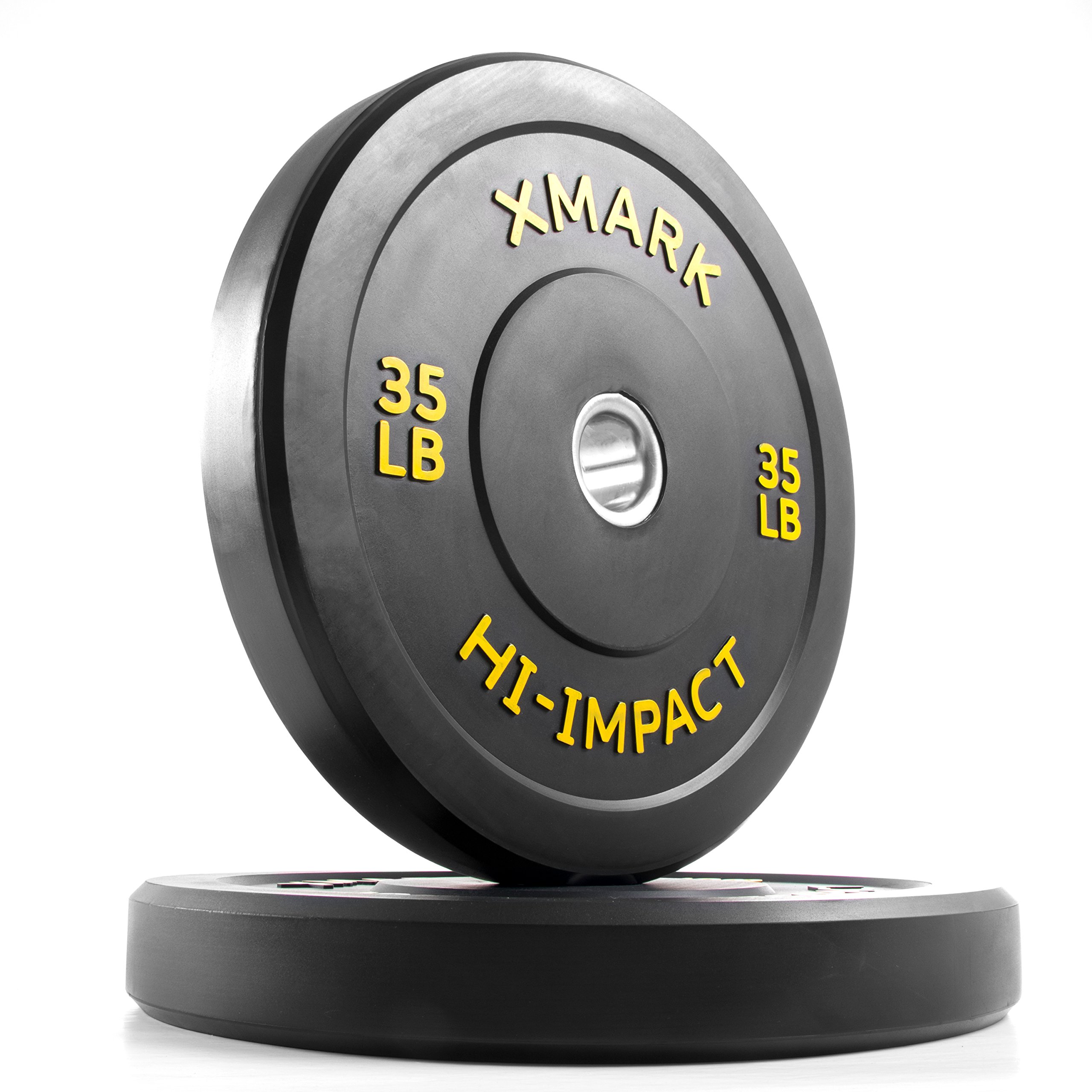 XMark Hi-Impact Bumper Plate Weight Plate for Olympic Barbell, 35 lb Pair, Strength Training Bumpers for Home, School Weight Rooms, and Club Gyms
