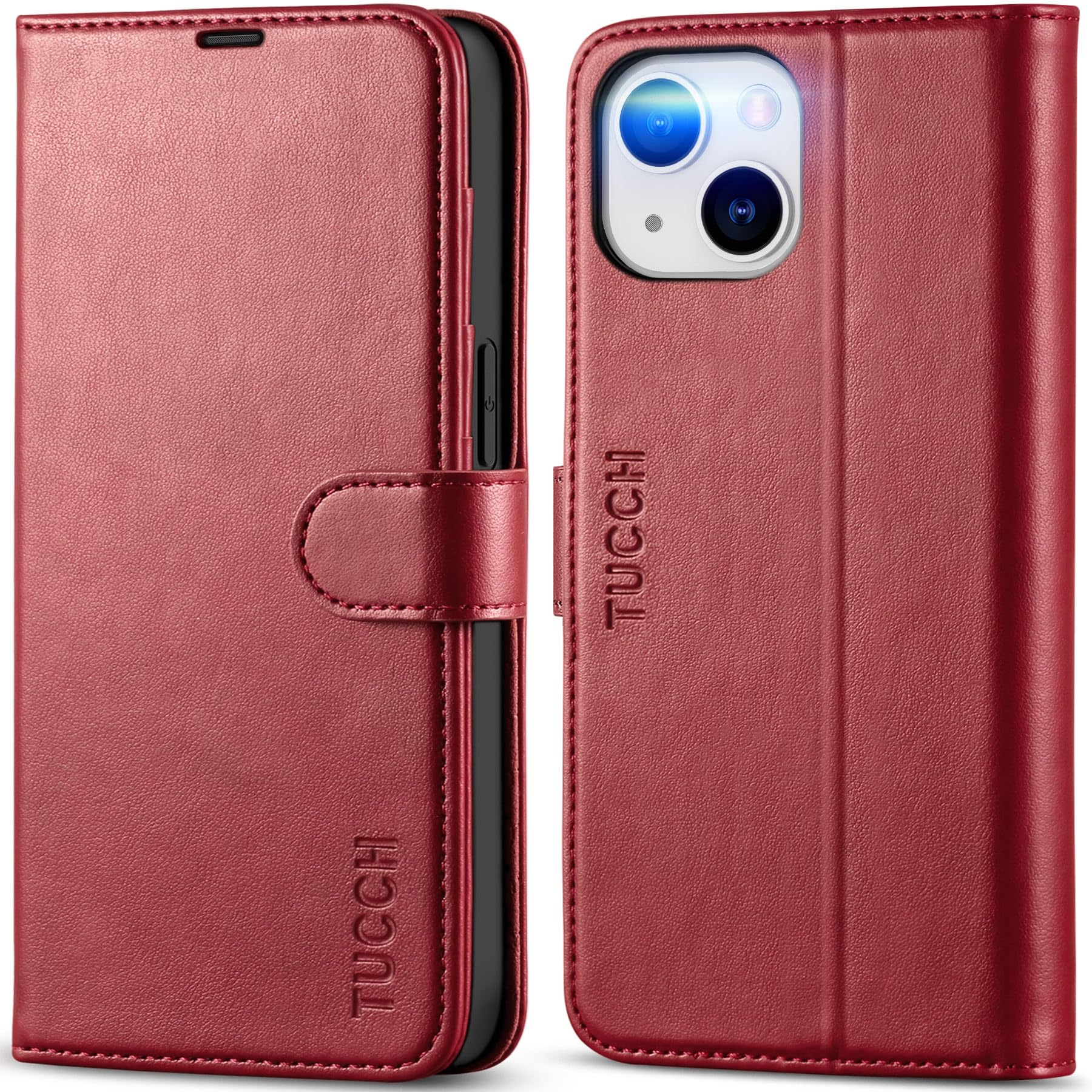 TUCCH Cover Portafoglio Per IPhone 14 Pro Con Blocco RFID – Pelle Sintetica Argento Viola - 2