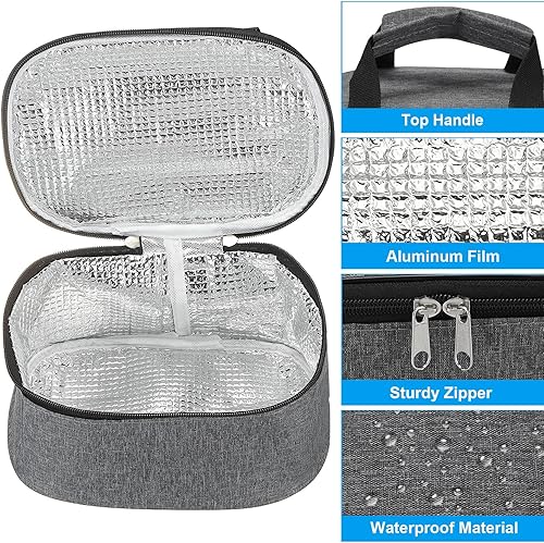 Miniatura 4 de PATIKIL Bolsas de almuerzo aisladas de 9 x 7 x 5 pulgadas, bolsas Bento reutilizables térmicas, bolsas portátiles para alimentos para hombres y