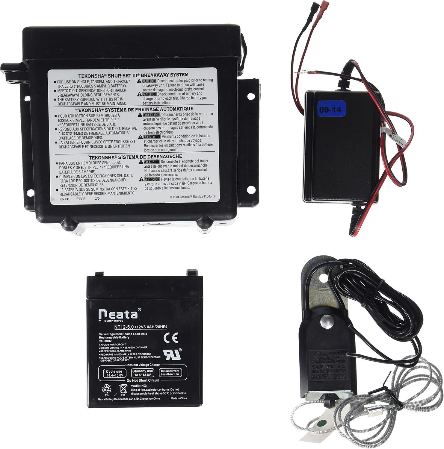 Tekonsha 20015 Shur-Set III Lockable Breakaway System with Battery, Breakaway Switch and Charger