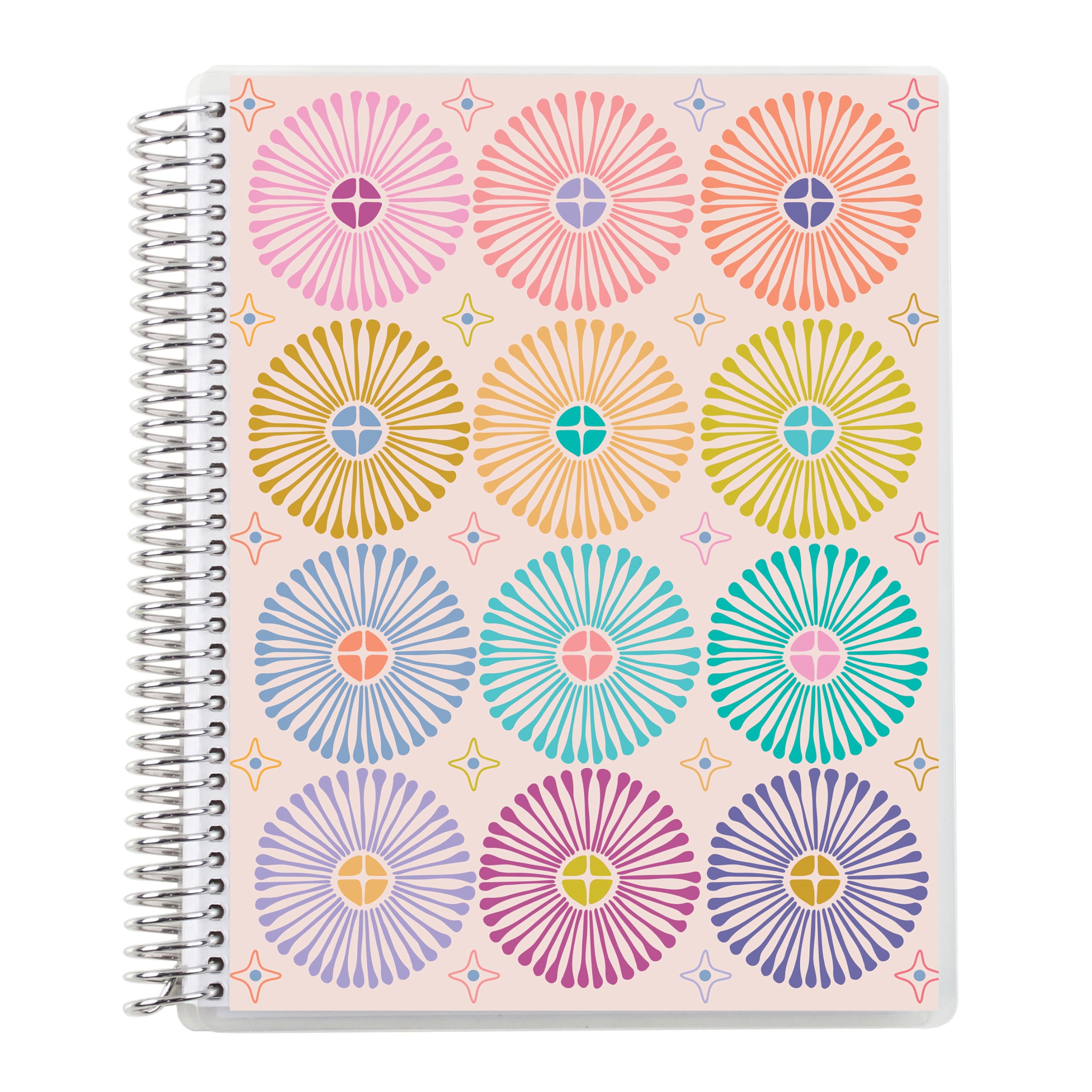 Erin Condren Modern Geometric Coiled Notebook, 7x9 Productivity, Platinum Coil