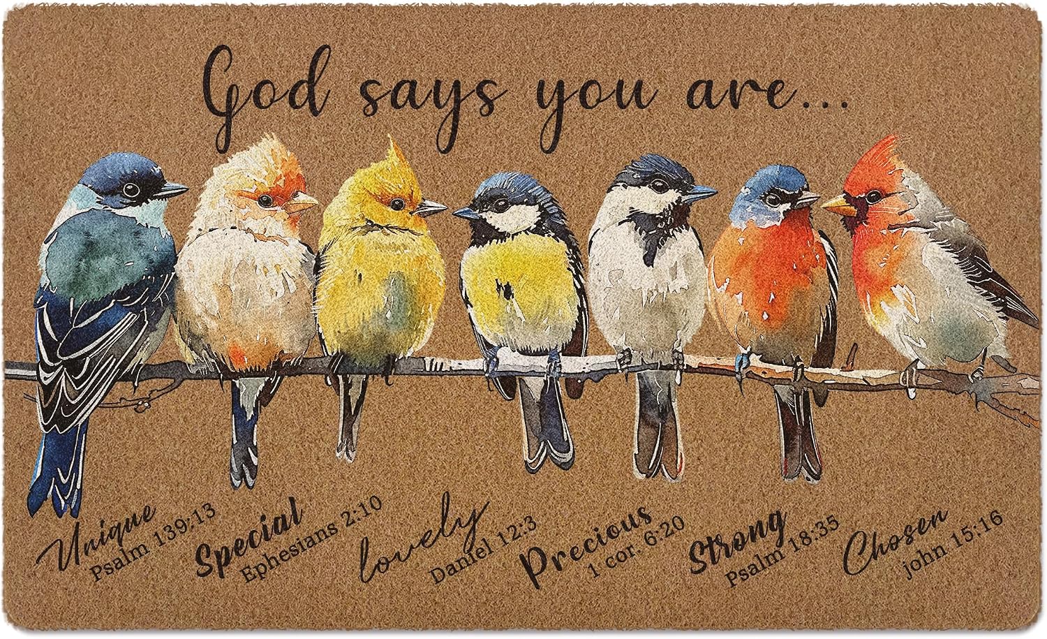 Christian Door Mat, Bird Doormat, He Will Cover You with His Feathers Doormat, Bible Verse Welcome Front Door Mat, Scripture Artificial Coir Doormats Rugs for Patio Entry Home Decor, 30x17in