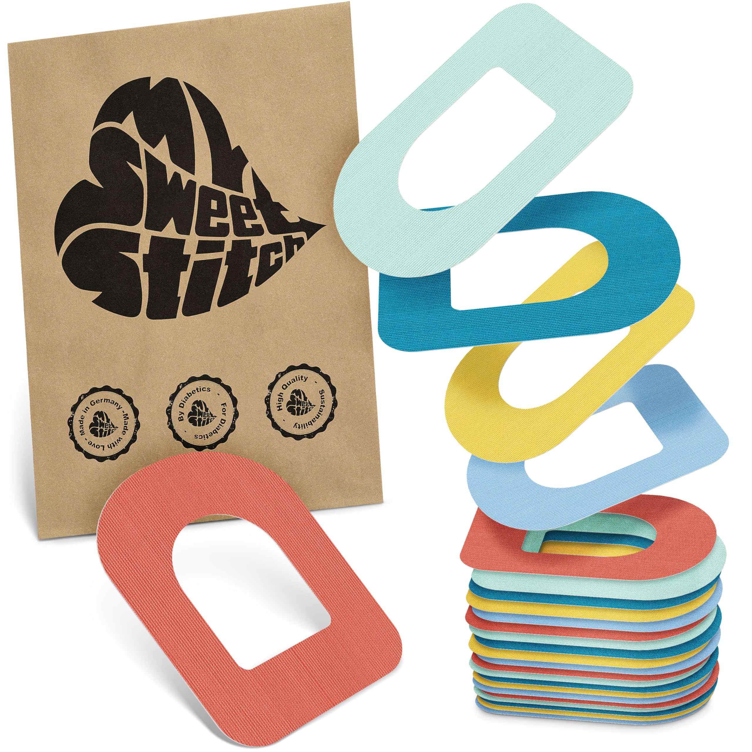 MySweetStitch - 25 x Omnipod Patches, Ring Patch diameter 95 x 72mm, Waterproof, Breathable, Skin-Friendly, Made in Germany, Pastel