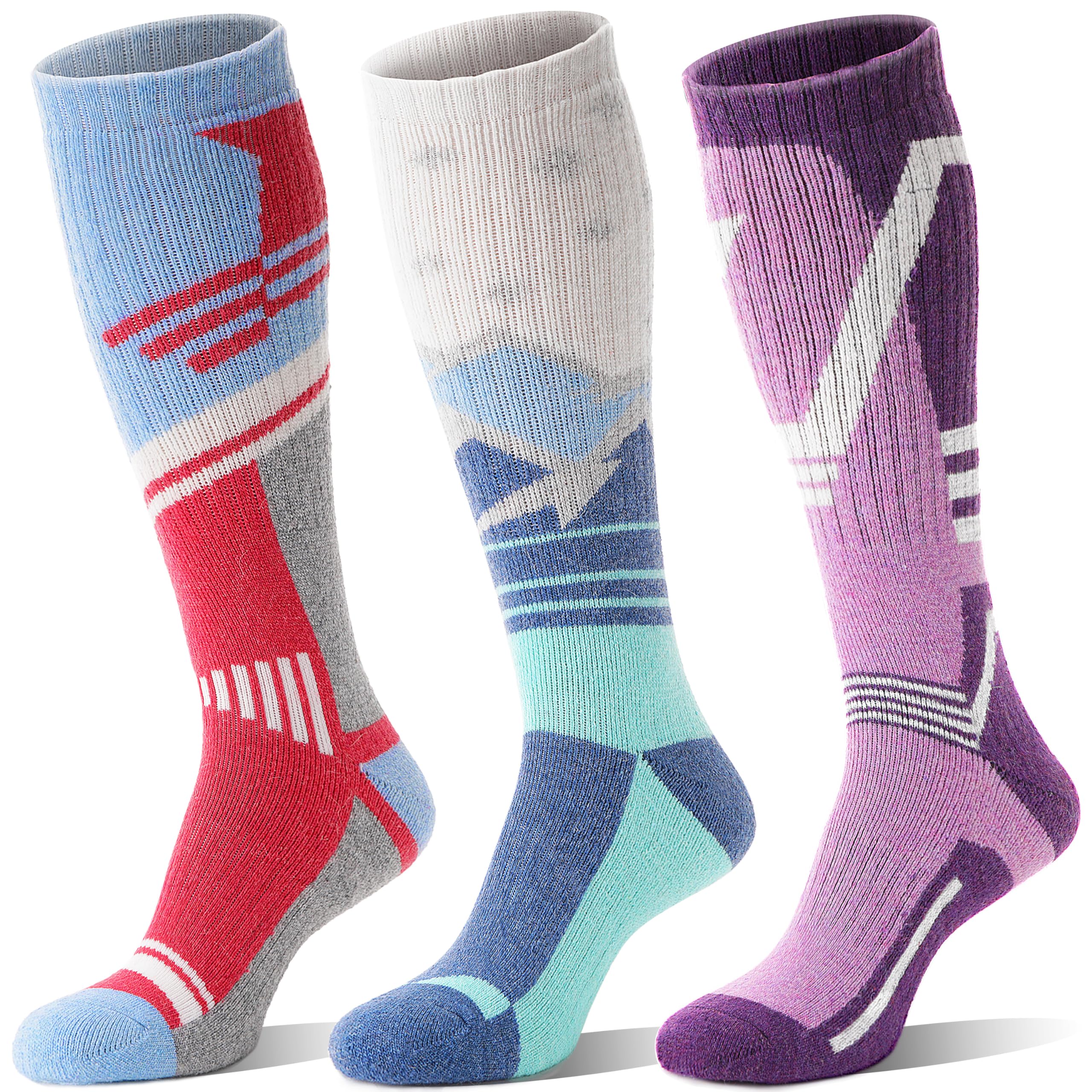 Merino Wollsocken Skisocken Warme Dicke Thermosocken Thermo Wintersocken für Herren Damen Winter Ski Socken 3 Paare