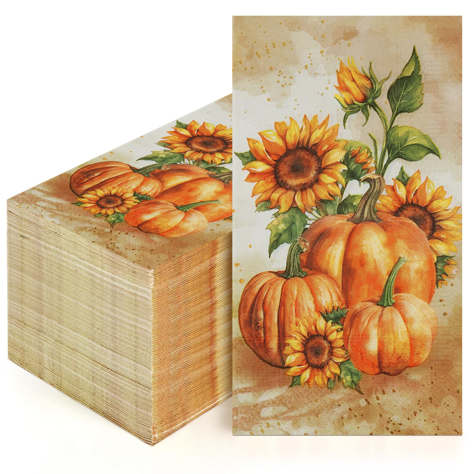 Homlouue 100 servilletas de Acción de Gracias de 3 Capas, servilletas de Papel Desechables de otoño para Cosecha de Acción de Gracias, Fiesta de otoño, Calabaza y Girasol, Toallas de Papel para