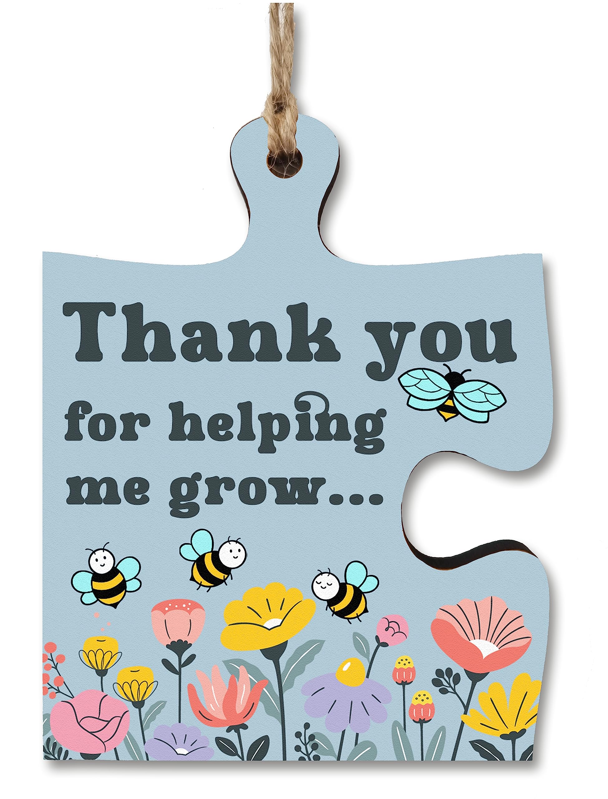 The Plum Penguin Multicolour Thank You Helping Me Grow Best Teacher Jigsaw Puzzle Shaped Decorative Hanging Plaque Sign Card Alternative End Of Term Gift