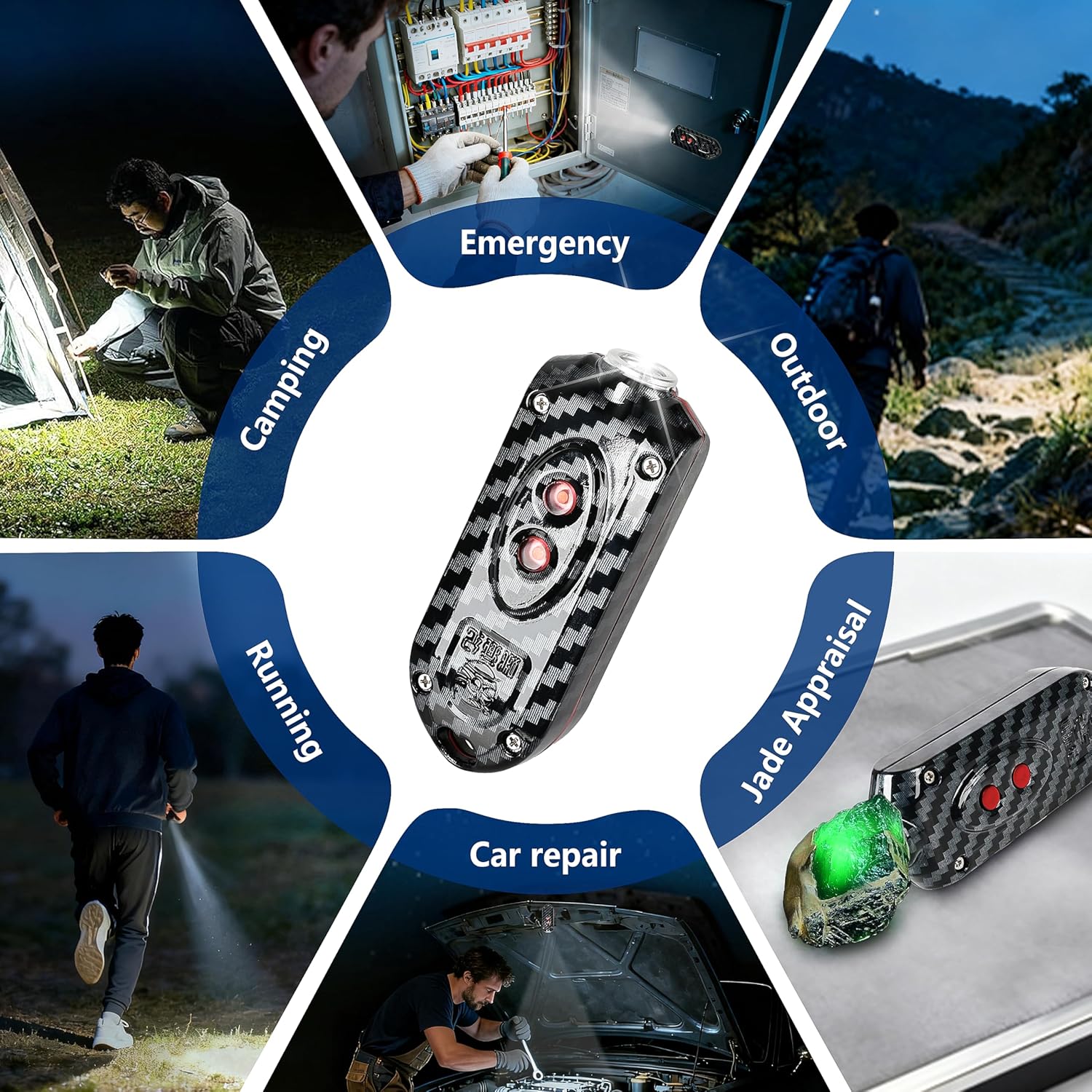 Tactical Flashlight Rechargeable – DT01 Mini LED Torch with 3 Brightness Levels, Magnetic Base, Keychain & Bottle Opener, Built-in Mini Cutter, Type-C Charging, Outdoor Camping Light