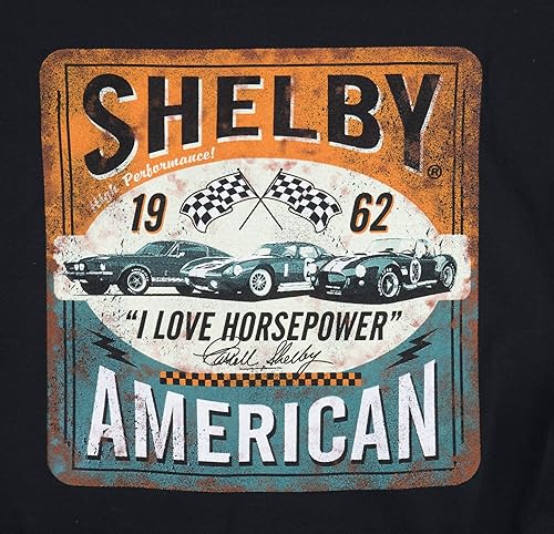 Miniatura 5 de Camiseta Shelby American I Love Horesepower 100% algodón preencogida Simple, limpia y afilada Negro