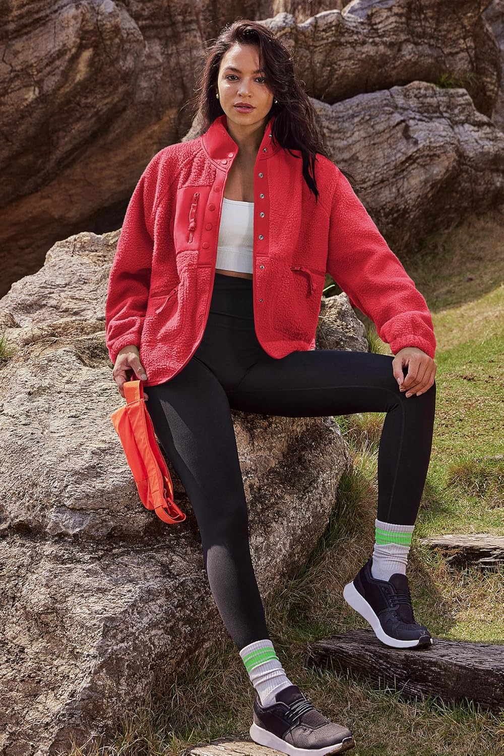 Nirovien Womens Fuzzy Fleece Jacket Button Down Sherpa Coats Casual Winter Warm Outwear with Pockets - Image 4