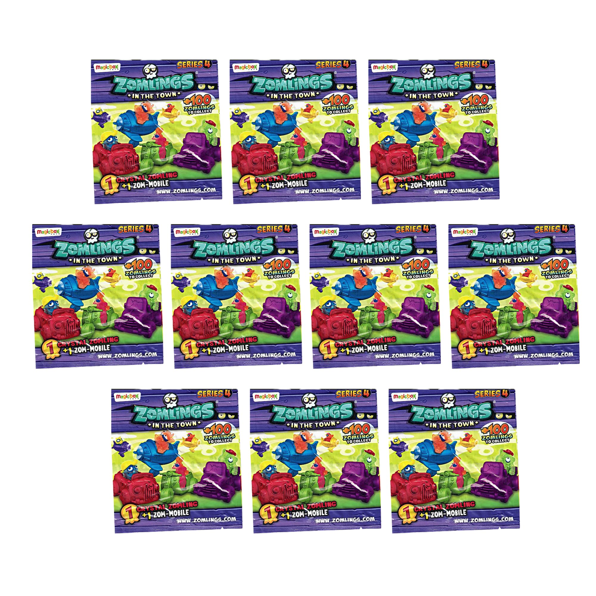 Magic Box Int. Zomlings In The Town Zom Mobile & Crystal Zomling Blind Party Suprise Bag Pack of 10 - Series 4
