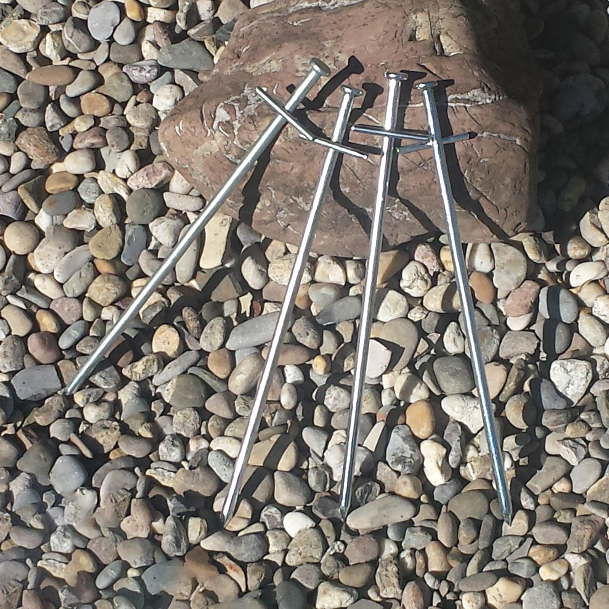 ToCi Śledzie do podłoża skalnego 23 cm, stal ocynkowana, śledzie namiotowe, gwoździe do namiotu, gwoździe do ziemi i kamienistego podłoża, zestaw śledzi: 12 sztuk