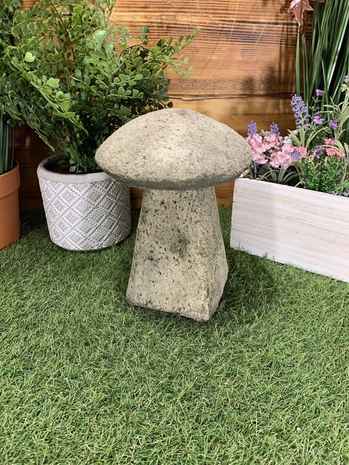 J And L Stone Ornaments Stone/ Earthy Garden Traditional Toadstool Mushroom 2 Piece Concrete Ornament