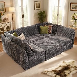 Modular Sectional Sofa Cloud Couch - Comfy Oversized Sectional Couches for Living Room Deep Seat Convertible Sleeper Sofa