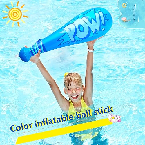 Miniatura 3 de Sonarun Paquete de 40 bates inflables de béisbol de 18 pulgadas, juguete inflable de bate de béisbol para carnaval, cumpleaños, piscina, béisbol,