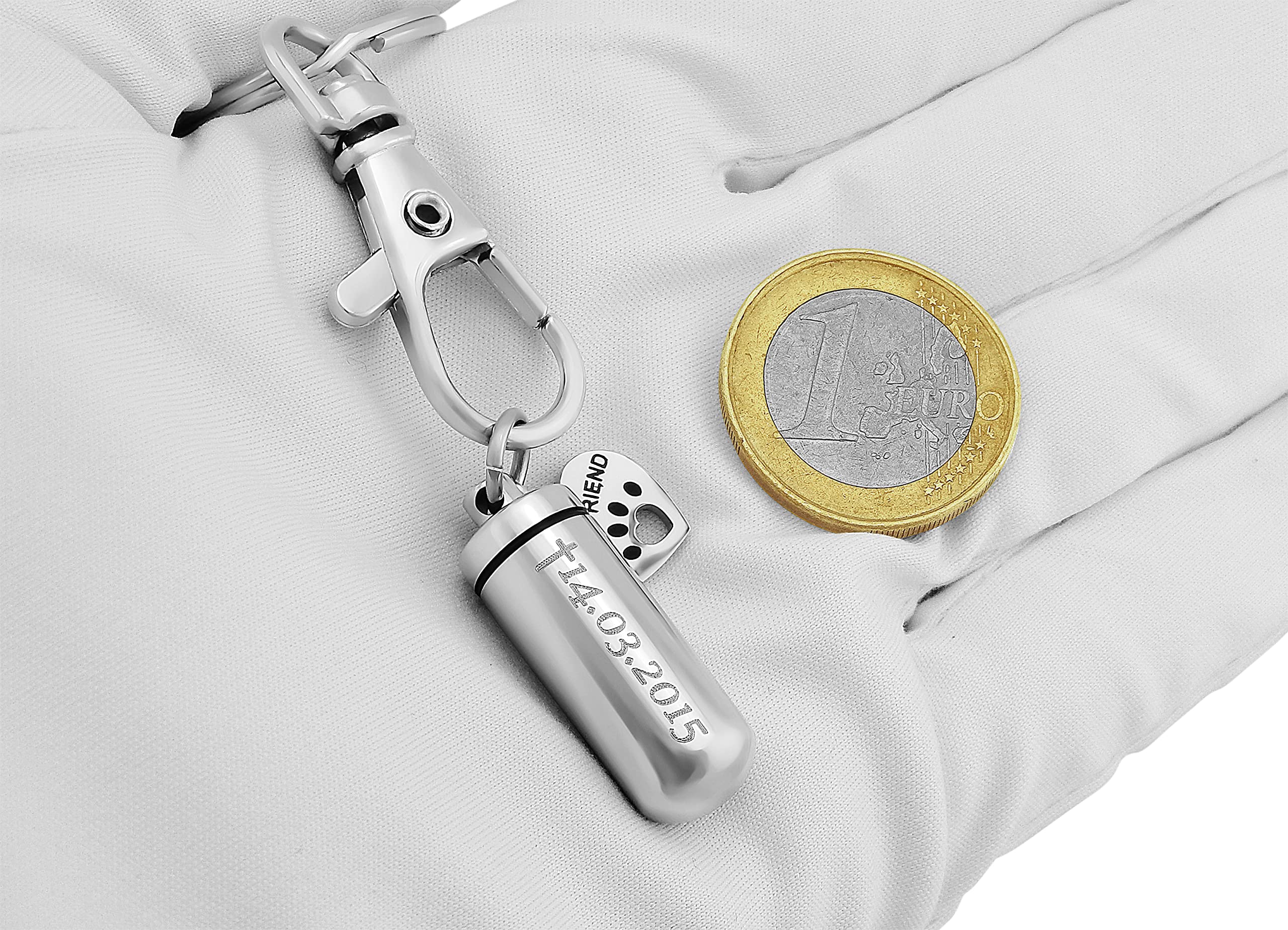 Schlüsselanhänger personalisiert Memorial Urne | Schlüsselanhänger mit Gravur Edelstahl silber | Personalisierte Geschenke zum Aufschrauben | Schlüssel Anhänger Text Name