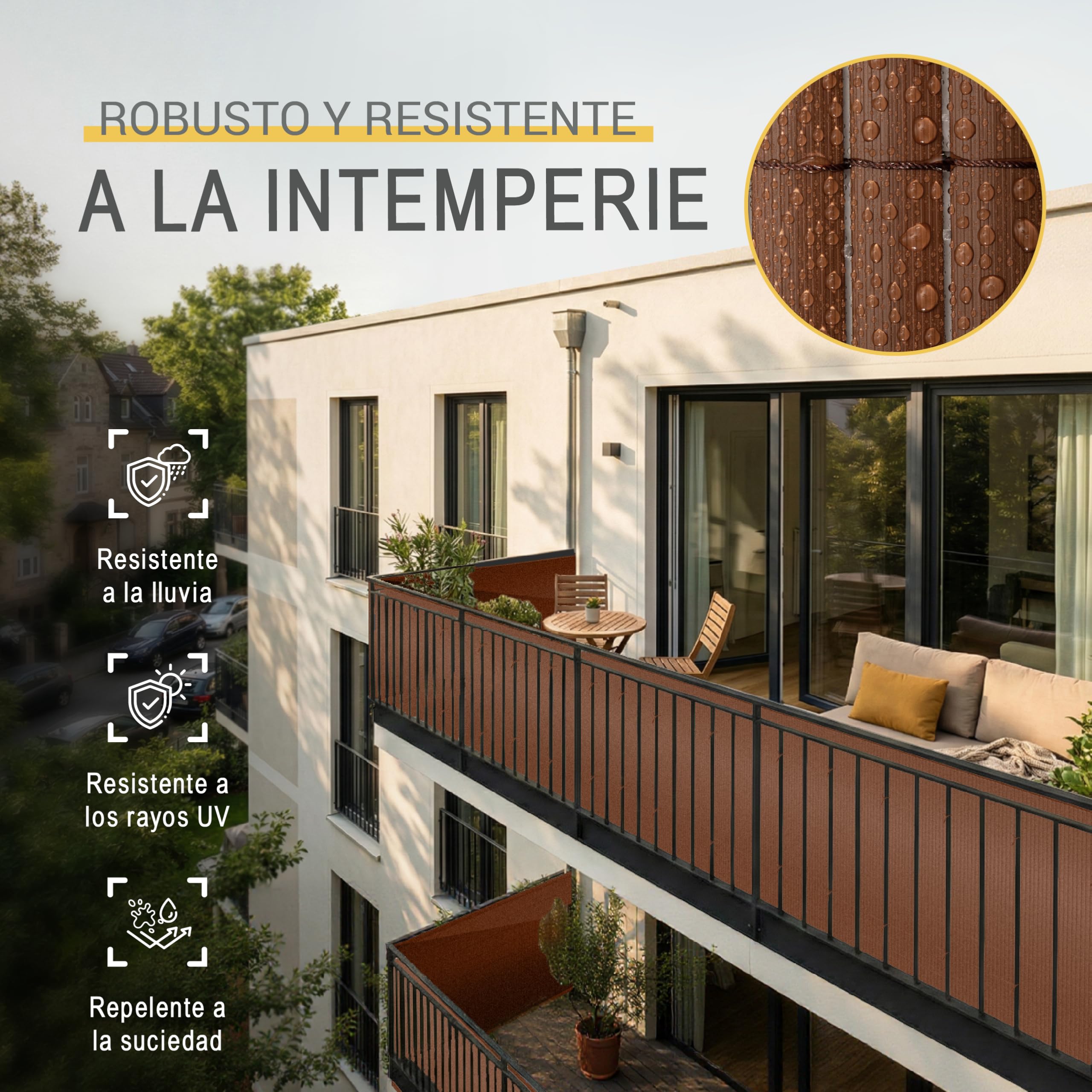 Sol Royal PVC Cañizo Jardin Ocultacion Exterior 140x300 cm Triple Refuerzo – Valla Privacidad con Clips y Perfil Remate – Pantalla para Balcón Resistente a Intemperie y Rayos UV – Marrón
