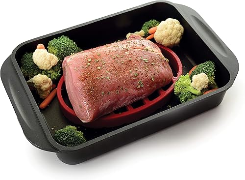 Miniatura 5 de Norpro 405 Oval Silicone Roast Rack, Red 9x6