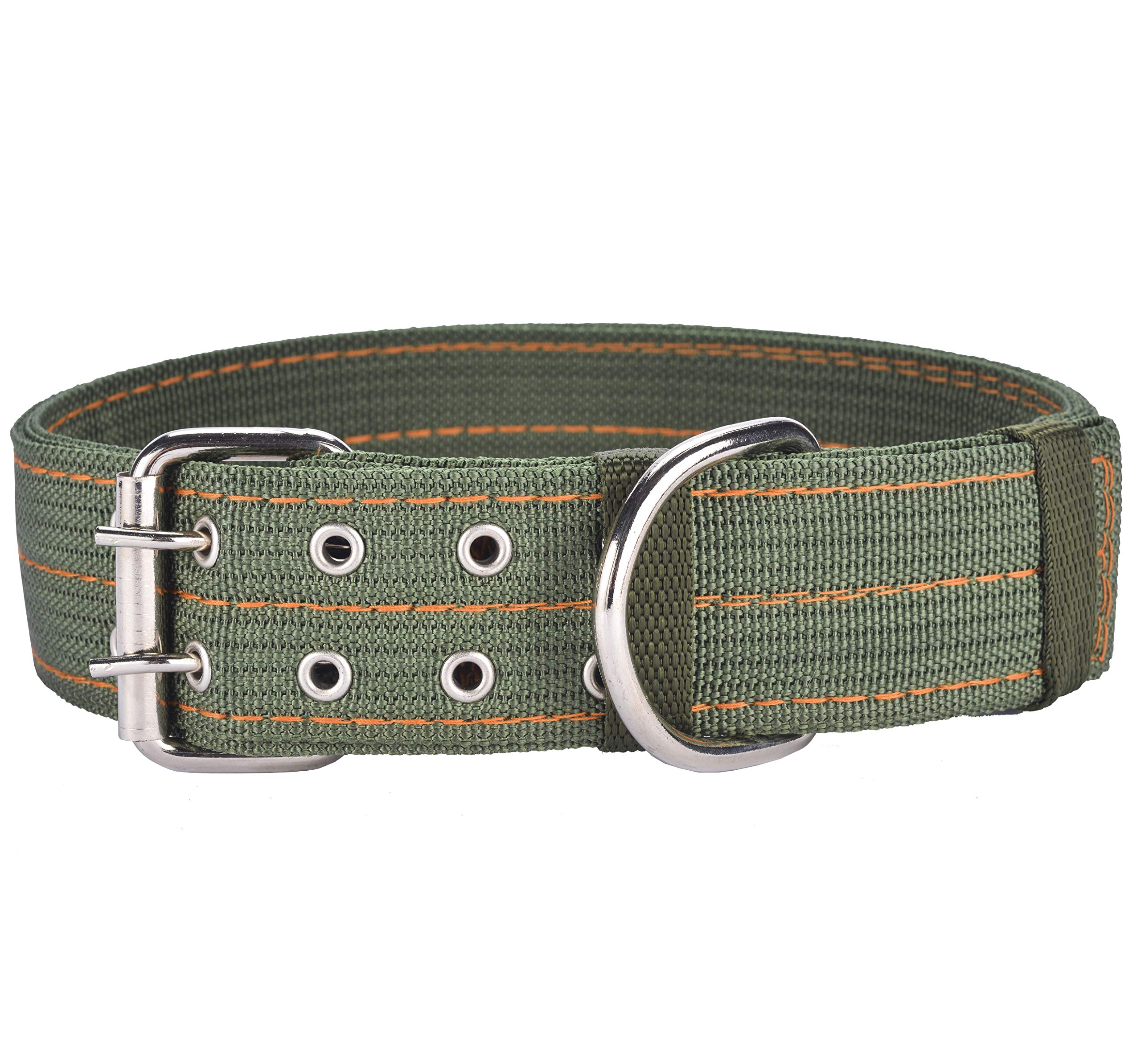 Cdycam Heavy Duty Adjustable Dog Collar, 1.5 Inch Wide Military Thick Dog Collars for Large Dogs, Breathable Nylon Pet Collar with Metal Buckle & D