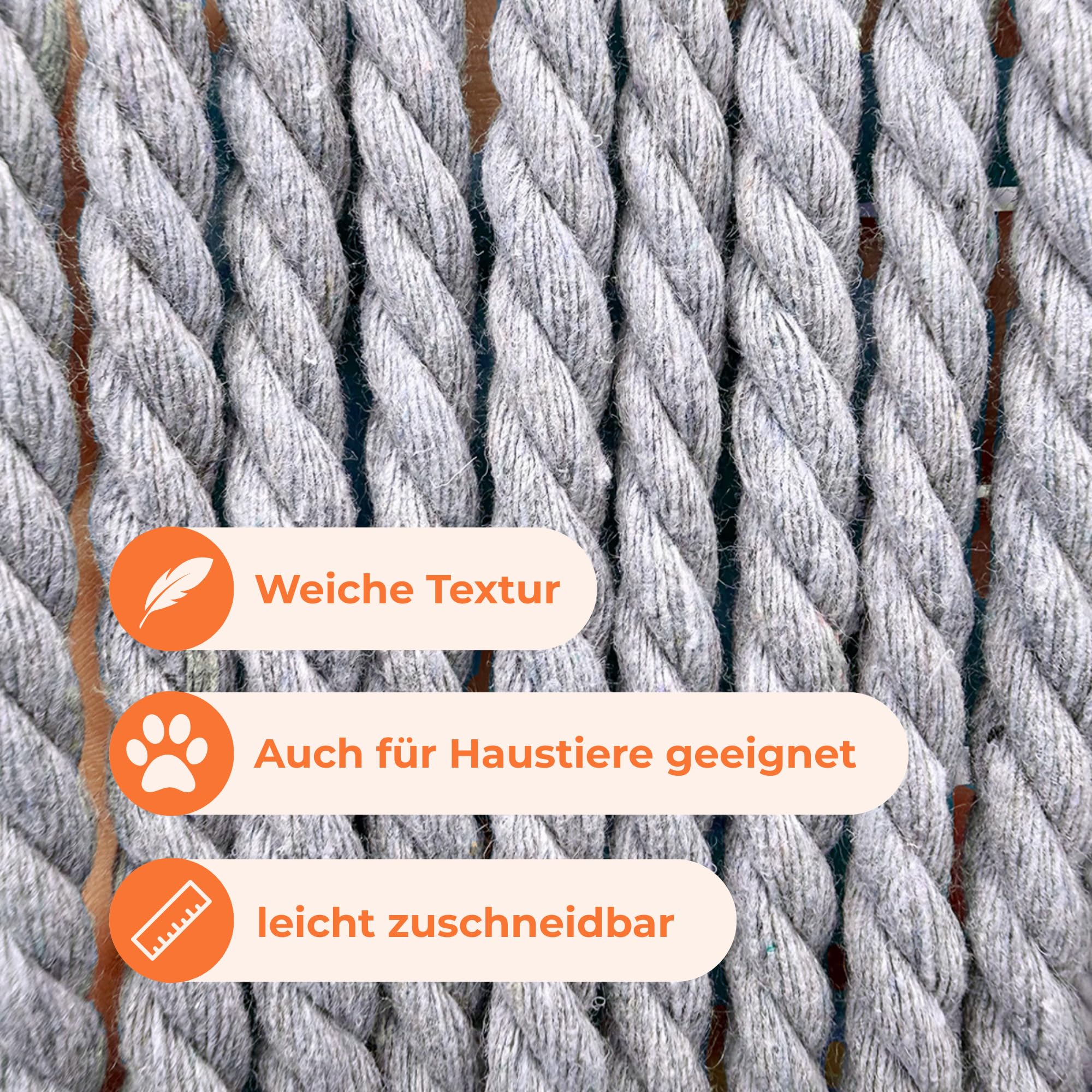 Trente Türvorhang Trentero 120 x 230 cm – Hellgrauer Kordelvorhang – Optimaler Insektenschutz, für Privatsphäre und Belüftung