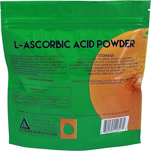 Miniatura 2 de L-Ascórbico, Ácido en Polvo 99.98+%, Grado alimenticio USPBP Cristales de fermentación natural blanco puro forma de vitamina C - elige el tamaño