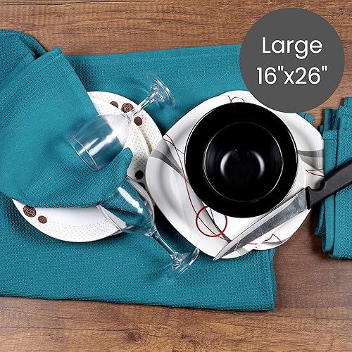 Miniatura 4 de Linen Hub - Paquete de 12 paños de cocina de 100% algodón de 16 x 26 pulgadas, absorbentes, duraderos, lavables, paños de cocina, paños de cocina,