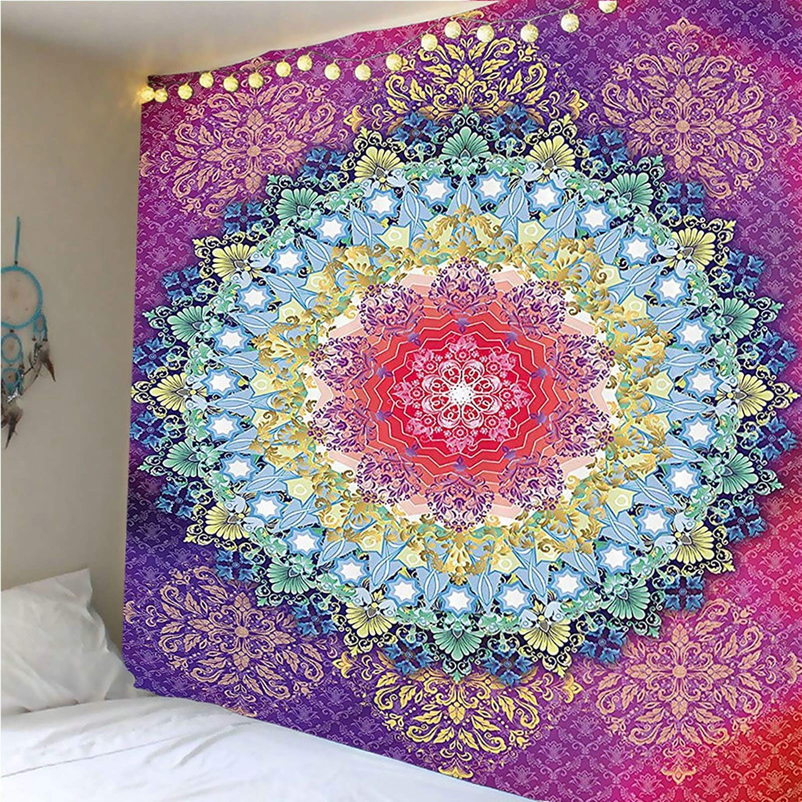 Aeici, decorazione da parete da appendere alla parete con mandala, per soggiorno, camera da letto, dormitorio (260 x 240 cm)