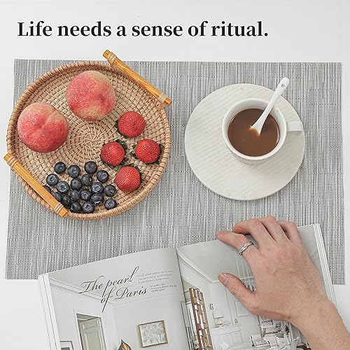 Miniatura 197 de Leetaltree - Manteles individuales, resistentes al calor, antideslizantes, para mesa de comedor, lavables, duraderos, tejido de PVC