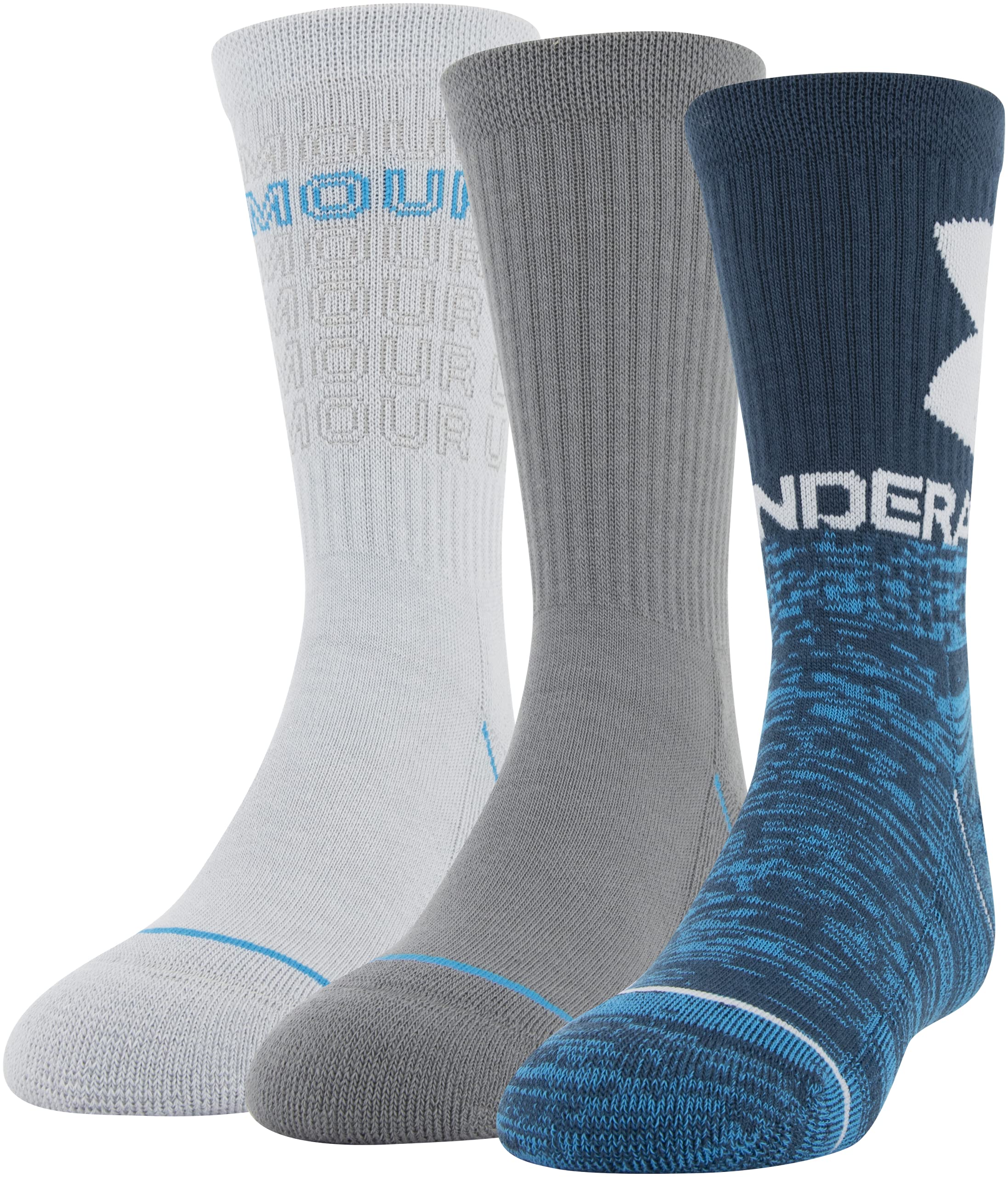 Under Armour Youth Phenom Crew Socks, 3-Pairs