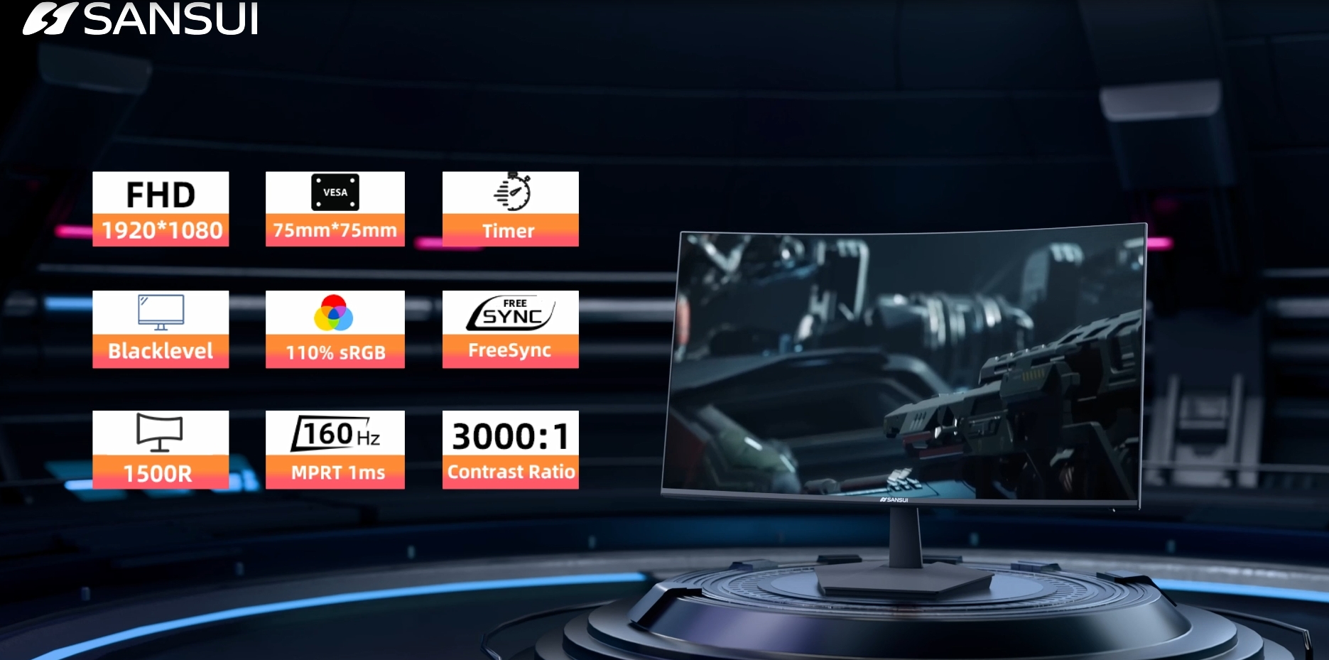 Amazon.com: SANSUI 24 Inch Curved 160Hz Gaming Monitor,1500R