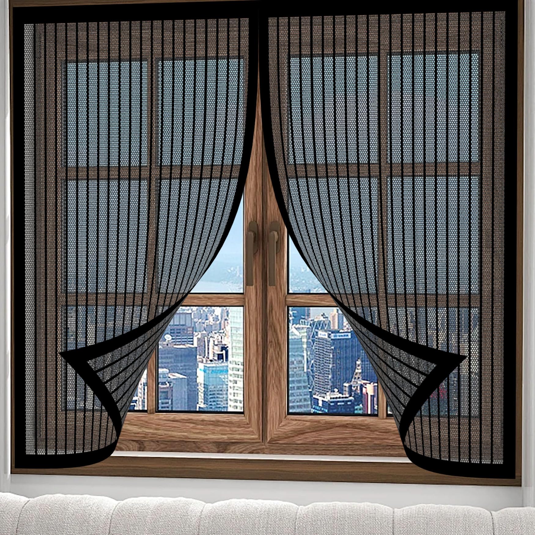 Yanhong Black Fly Screen Door 83 X 133 Cm Anti-Tearing Mosquito Door Net Keep Fly Bug Out With Powerful Magnets Anti-Mosquito Curtain For Balcony, Terrace, Cellar,