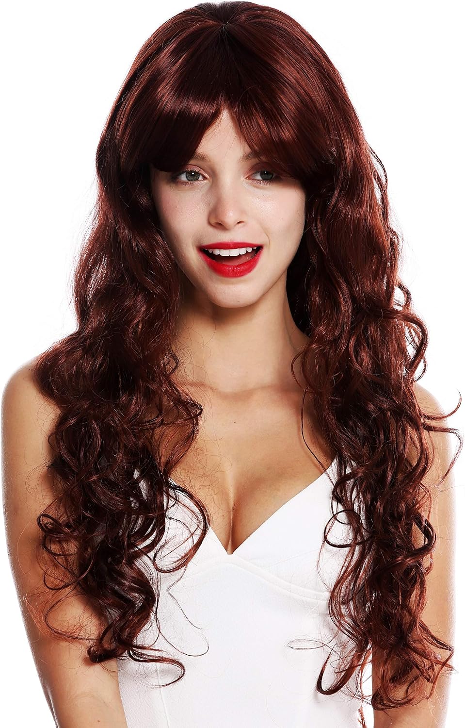 WIG ME UP, VK-36-33A130 quality women's wig very long curly curls voluminous red brown mix, Brown-red mix (33A130)