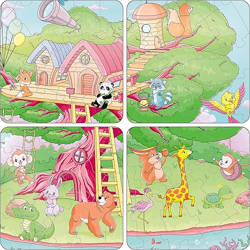 Miniatura 4 de JIGJOJO Rompecabezas de suelo para niños de 5 a 10 años rompecabezas de casa del árbol del mundo animal juguetes y regalos para niños y niñas