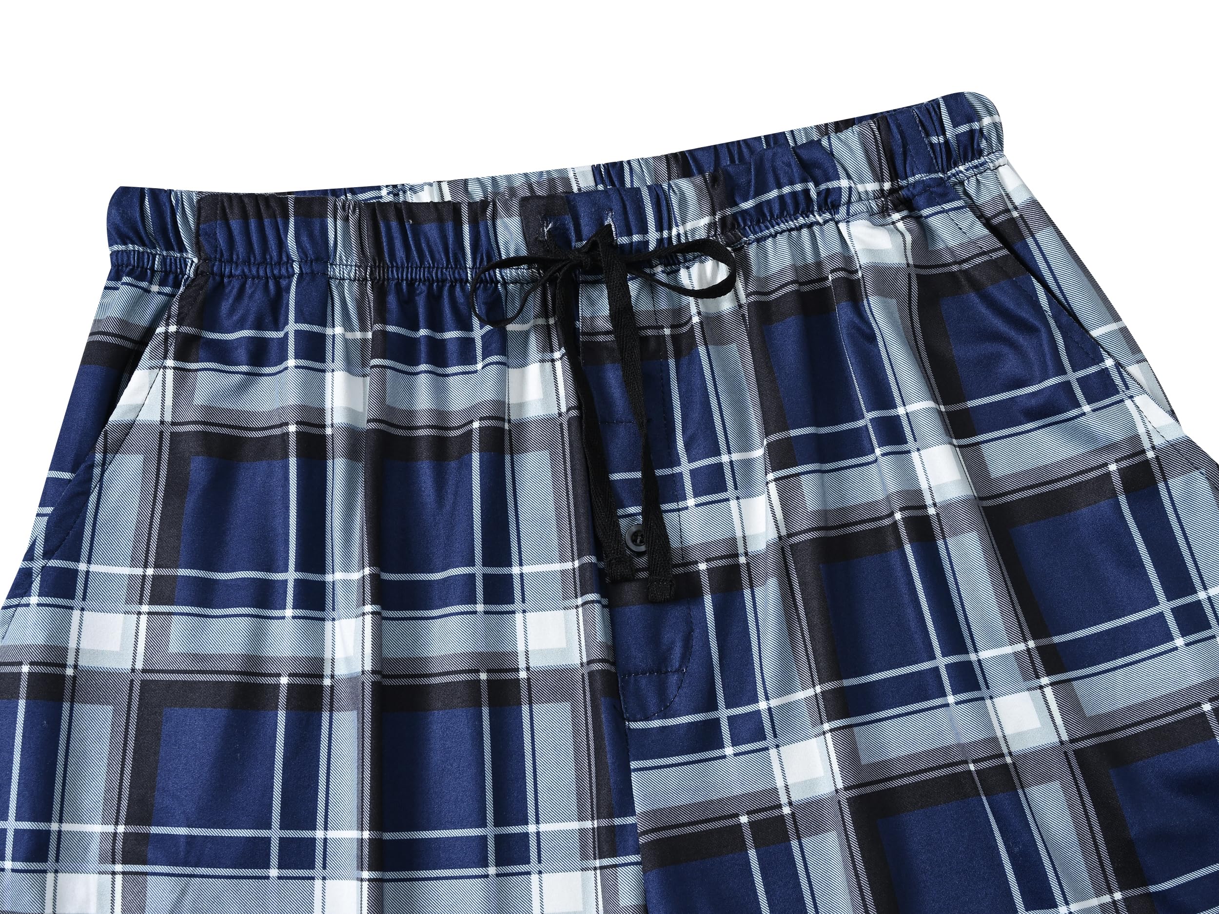 Pacco da 3 Pantaloncini da Pigiama da Uomo Cotone Corti Pantaloni Notte Estivo Salotto Quadri con Tasche