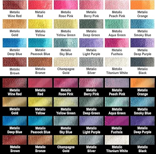 Miniatura 2 de Shuttle Art - Pinturas de acuarela metálicas, 24 colores de pintura de acuarela con purpurina en medias sartenes con pincel de agua, almohadilla de