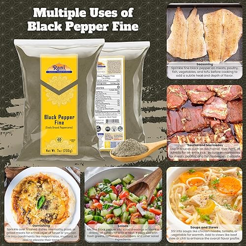 Miniatura 4 de Rani Black Pepper Fine Powder 80 Mesh 7oz (200g)  Todo natural  Vegano  Apto para gluten  Sin OMG  Kosher  Producto de Vietnam