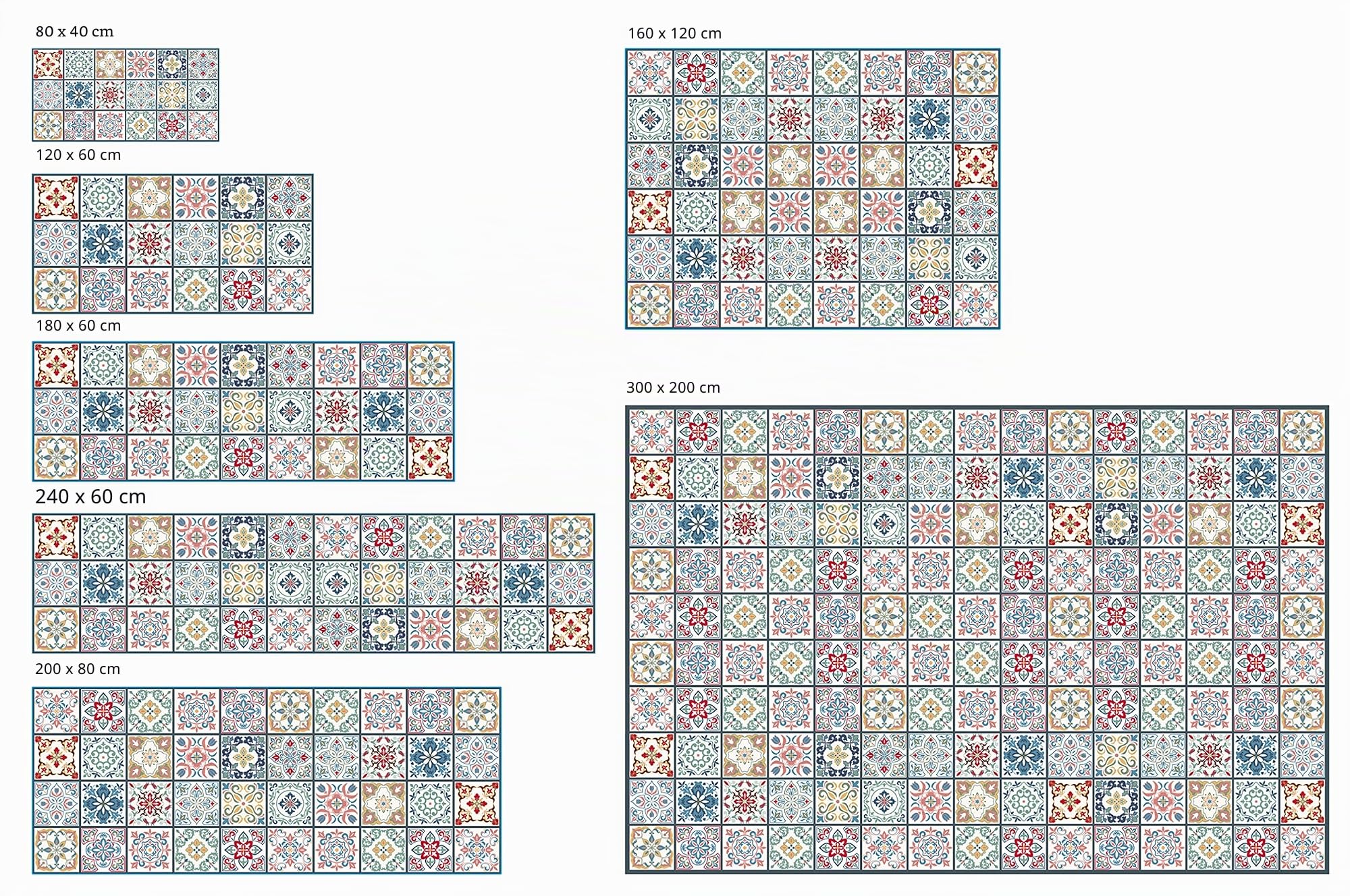 Tapis en Vinyle hydraulique (180 x 60 cm, Toledo) - Différentes Tailles - Tapis de Cuisine, Salon - Antidérapant - Tapis de Chambre - Caoutchouc Moelleux et Sol PVC